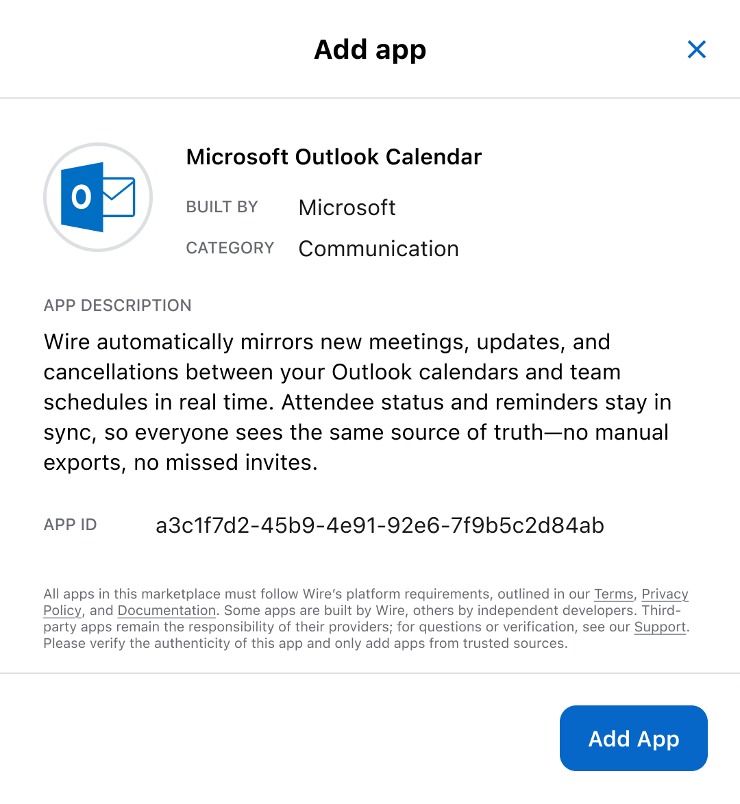 external app details