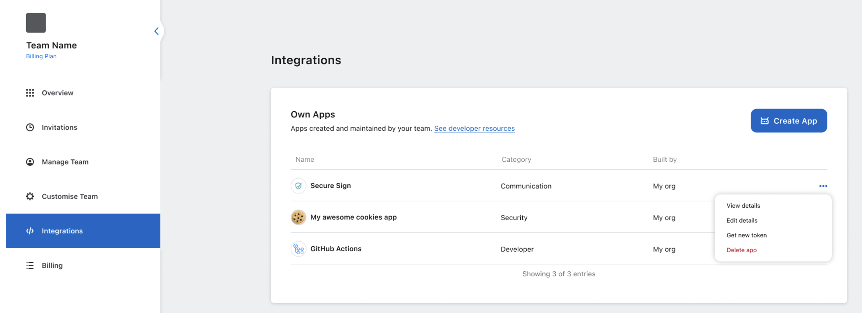 integrations tab